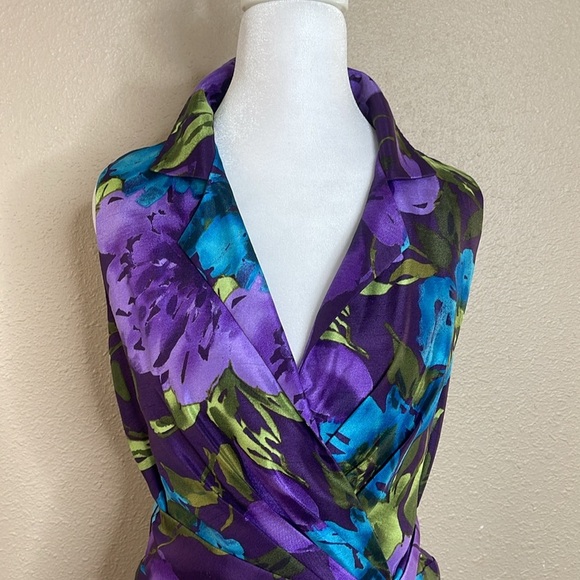 Jessica Howard Women’s Floral Jacquard A-Line Midi Pleated Sleeveless Dress 12W - Picture 2 of 13